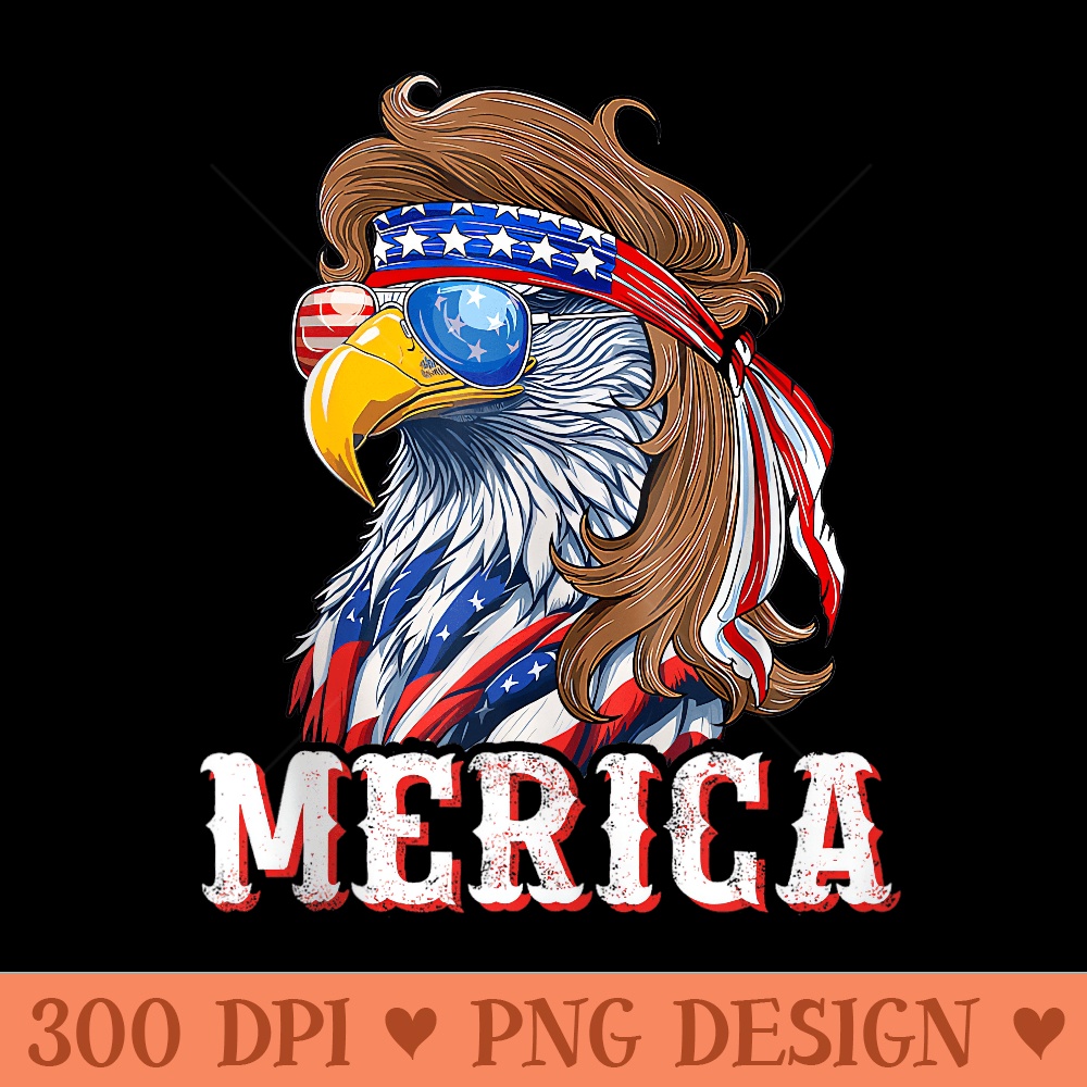 Funny Eagle Mullet 4th Of July USA American Flag Merica - Transparent PNG download - Transform Your Sublimation Creations