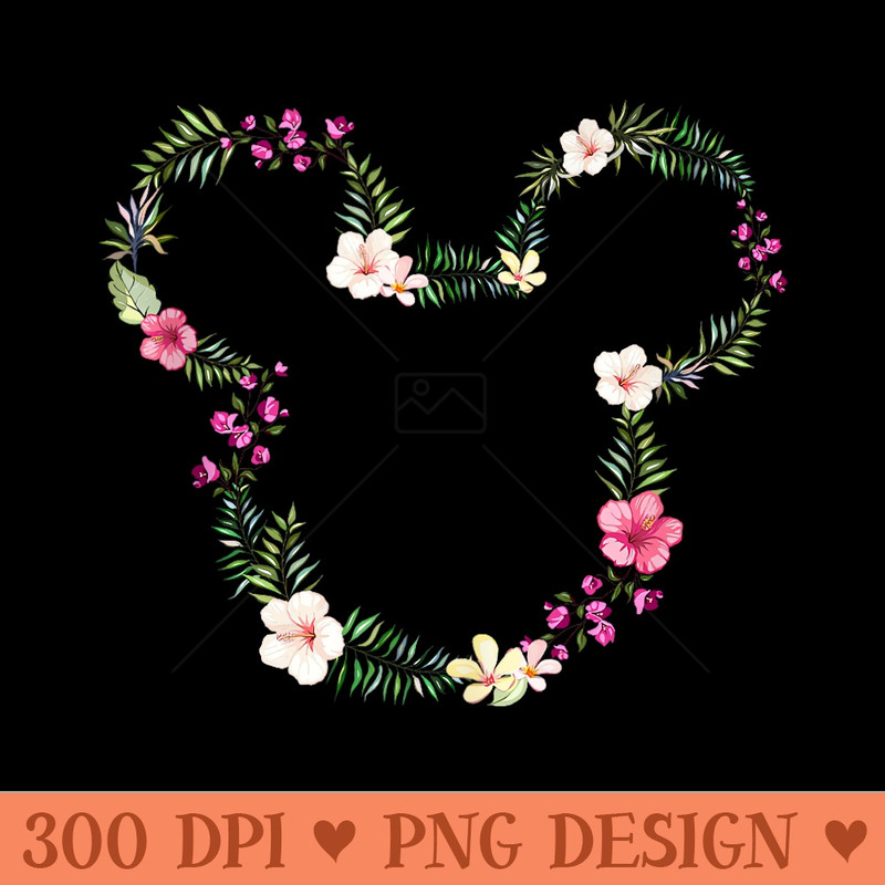 Disney Mickey Friends Mickey Tropical Floral Ears - PNG Art Files - Perfect for Sublimation Art