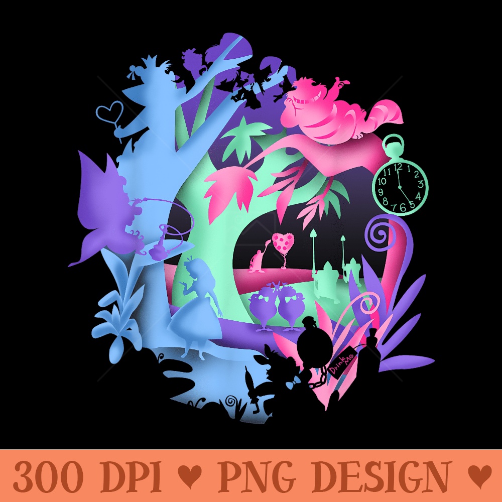 Disney Alice In Wonderland Neon Forest Silhouette - High Quality PNG download - Trendsetting And Modern Collections