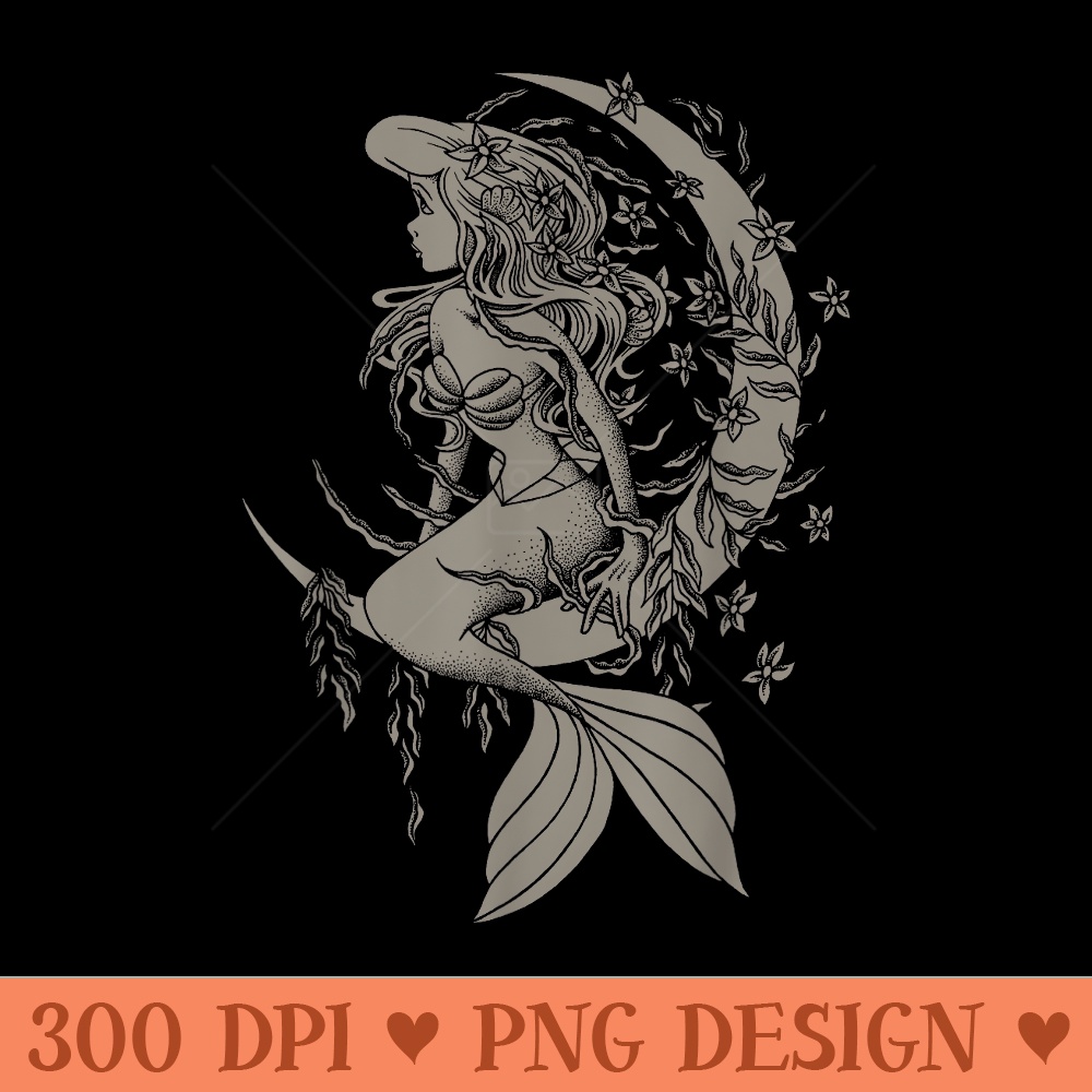 Disney Little Mermaid Ariel Tattoo Style Portrait - PNG Templates - Bold & Eye Catching