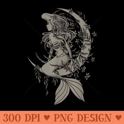disney little mermaid ariel tattoo style portrait - png templates