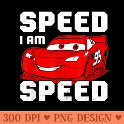 disney pixar cars lightning mcqueen i am speed vintage logo - png download