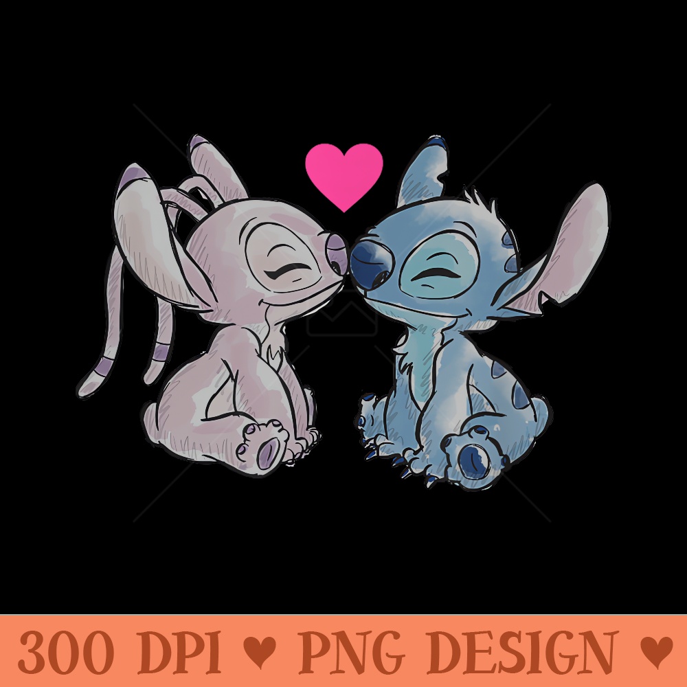 Disney Lilo Stitch Valentines Day Stitch Angel Couple - High Resolution PNG Designs - Unique And Exclusive Designs