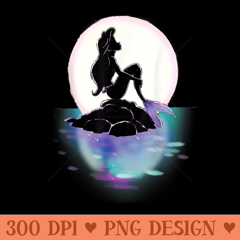 Disney Little Mermaid Ariel Colorful Sunset Moon T - Unique PNG Artwork - Lifetime Access To Purchased Files