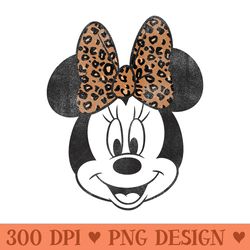 disney minnie mouse distressed vintage leopard bow portrait premium - modern png designs
