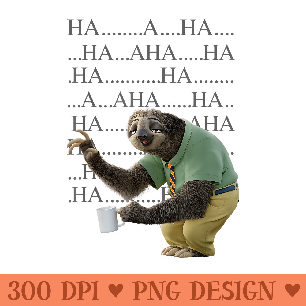 Disney Zootopia Laughing Flash Sloth Ha Ha Vintage Portrait - Modern PNG designs - Stunning Sublimation Graphics