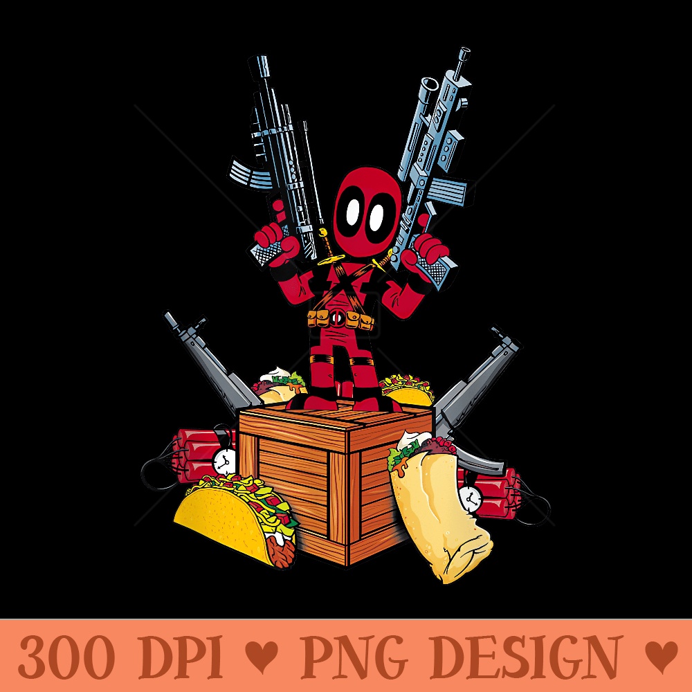 Marvel Deadpool Weapons And Tacos Cute Comic Icon - PNG Art Files - Revolutionize Your Designs