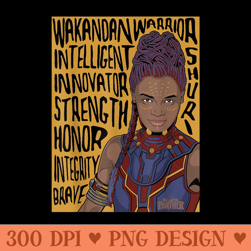 Marvel Black Panther Movie Shuri Word Art Graphic T - PNG Download - Perfect for Sublimation Art