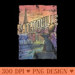 disney pixar ratatouille remy city view poster - png download with transparent background