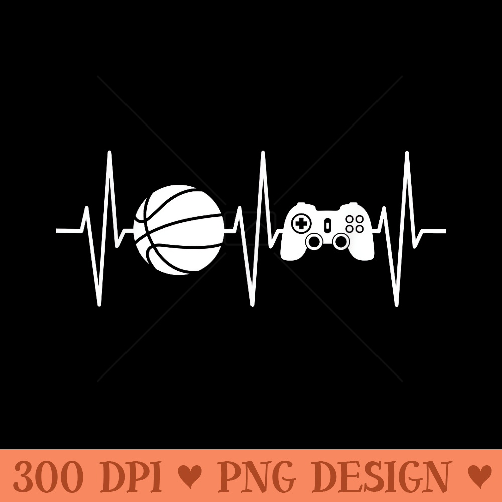 Basketball Funny Gaming Heartbeat Basketball Gamer - Unique PNG Artwork - Quick And Seamless Download Process