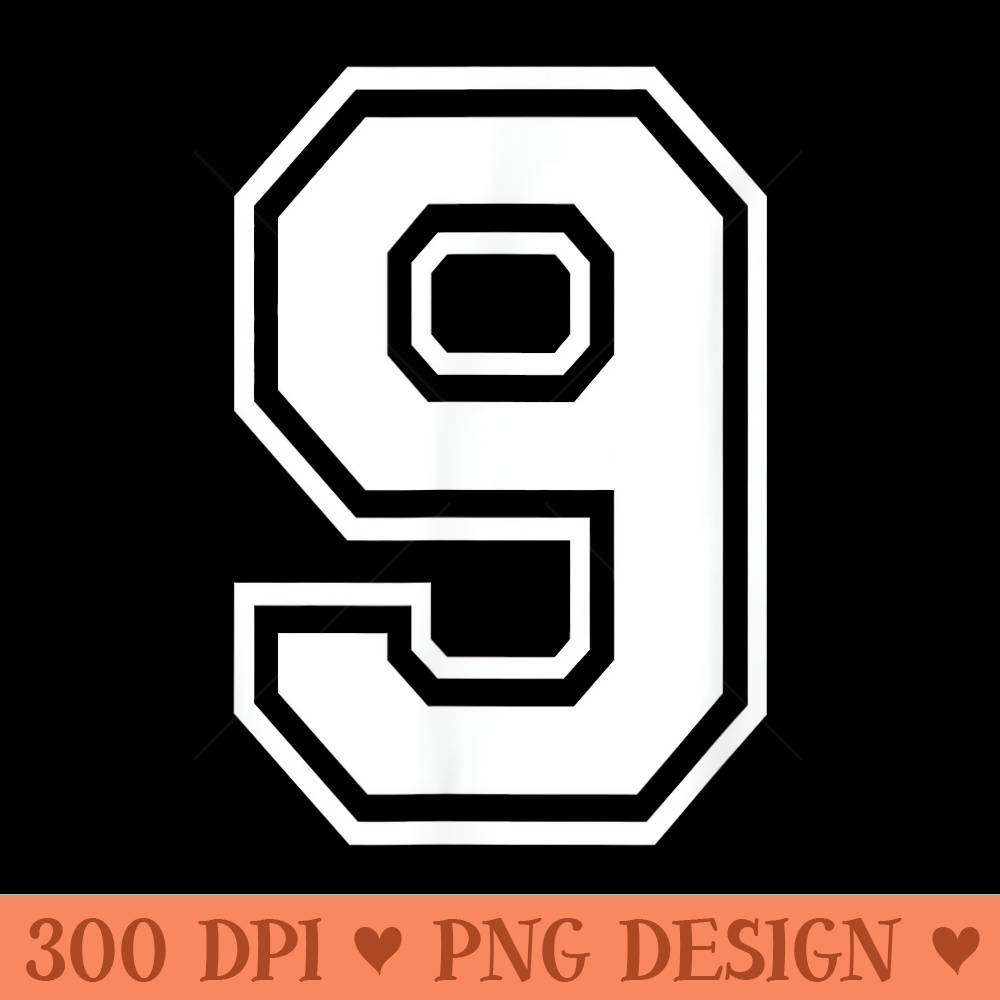 Number 9 T Birthday Varsity Sports Team Jersey - PNG download with transparent background - Bold & Eye Catching