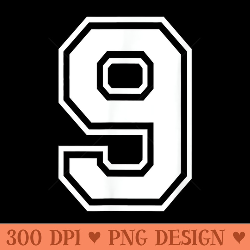 Number 9 T Birthday Varsity Sports Team Jersey - PNG download with transparent background - Bold & Eye Catching