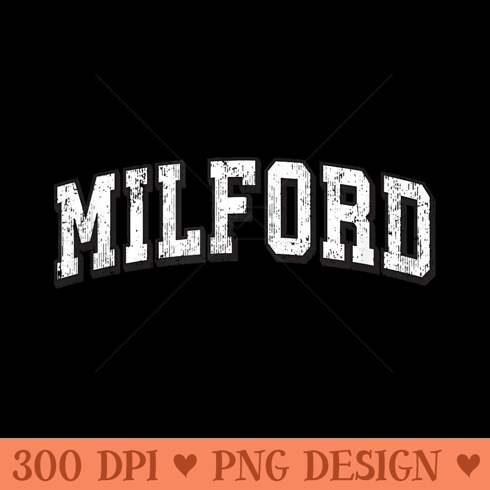 Milford Massachusetts Vintage Athletic Sports BW Print - PNG Graphics - Easy To Print And User Friendly Designs