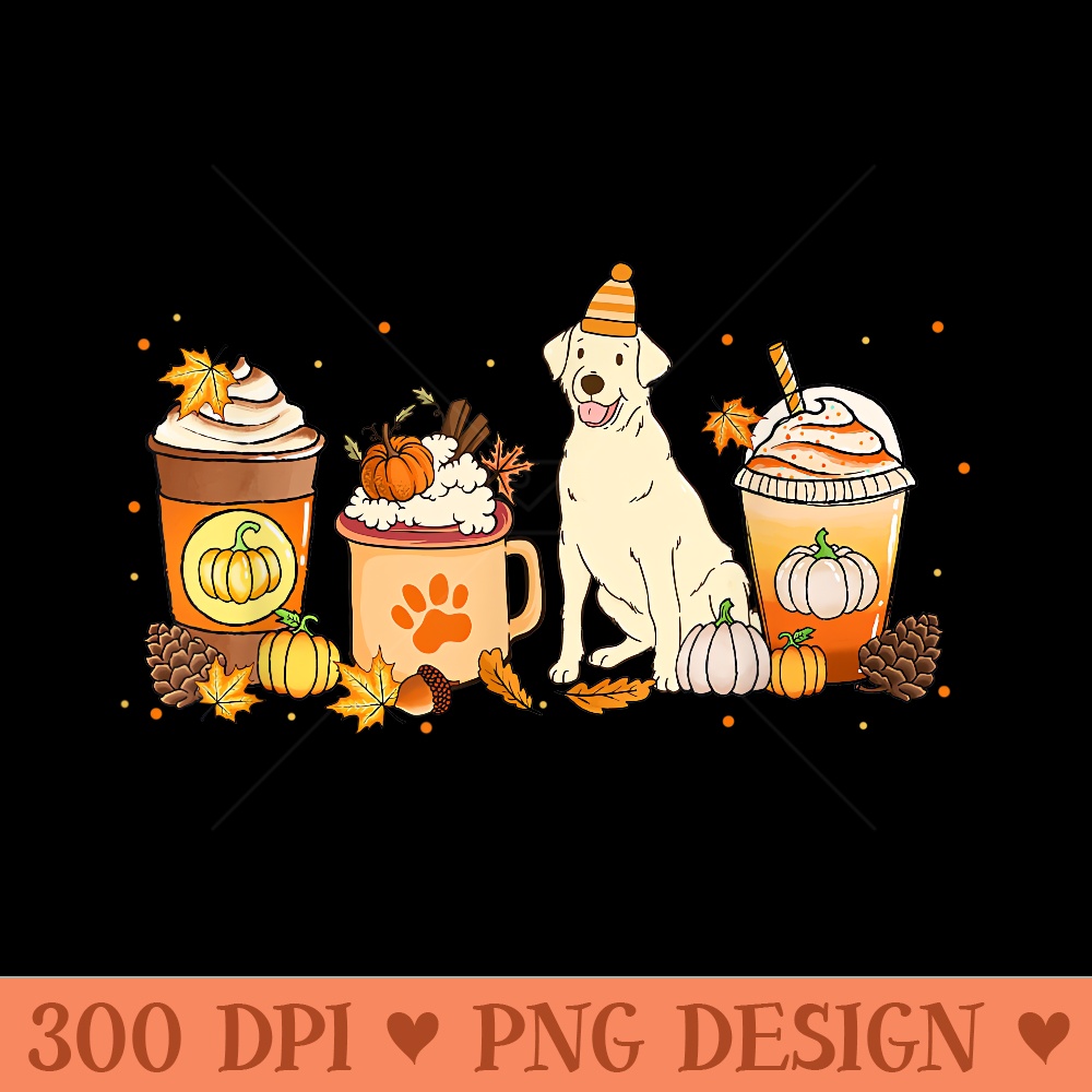 Labrador Retriever Coffee Pumpkin Spice Fall Thanksgiving - PNG Graphics - Bring Your Designs to Life