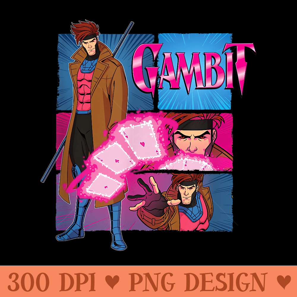 Marvel XMen 97 Vintage Classic Gambit Comic Book Panels - Vector PNG Clipart - Revolutionize Your Designs
