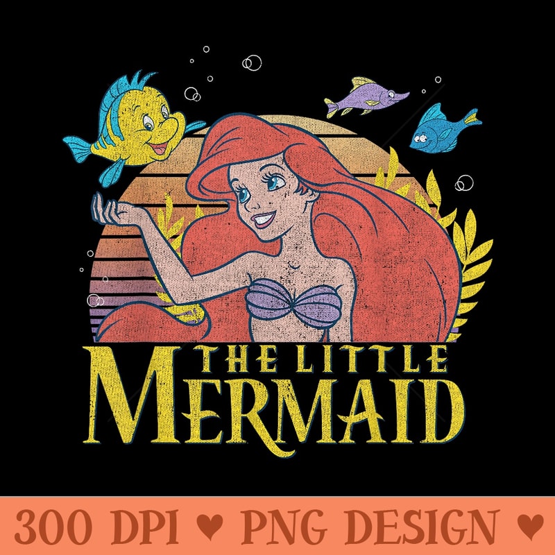 Disney The Little Mermaid Ariel Flounder Vintage Sunset - PNG download - Eco Friendly And Sustainable