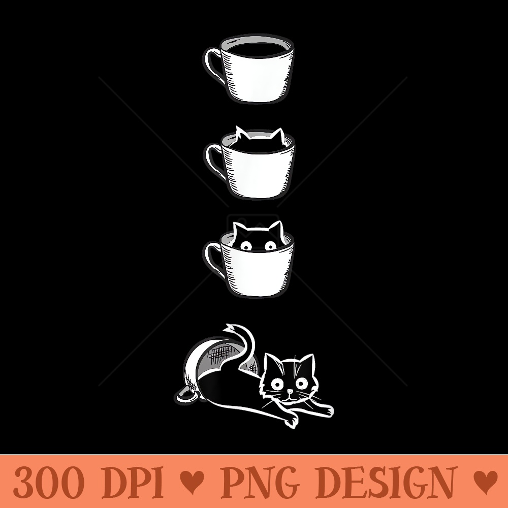 Coffee Cat Mug Vintage Sunset Cute Kitten Coffee Lover gift - Vector PNG Clipart - Perfect for Personalization
