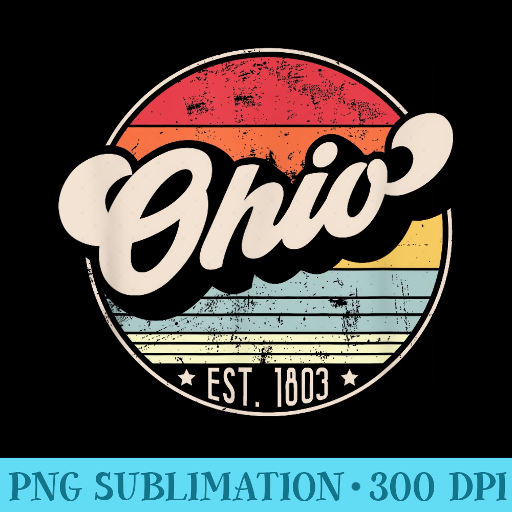 Retro Ohio Home State OH Cool 70s Style Sunset - Unique Sublimation PNG Download - Transform Your Sublimation Creations
