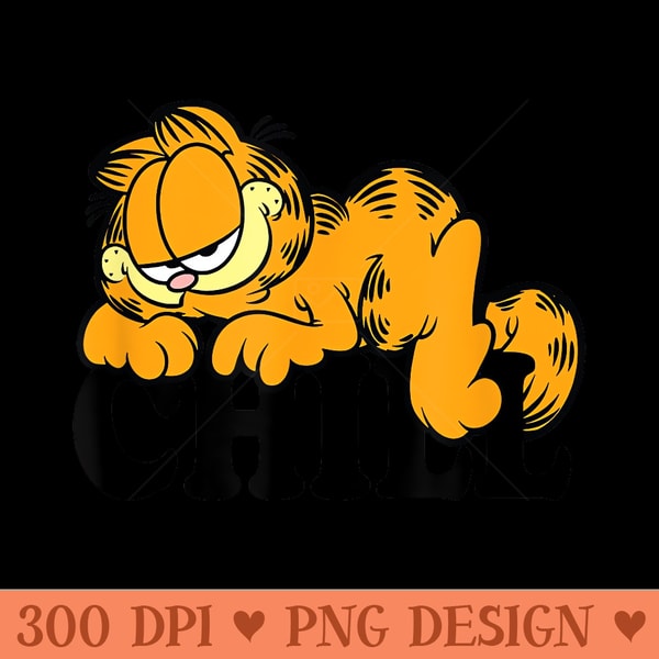 Garfield Vintage Retro Lazy Cat Bold Chill Logo - PNG Graphics - Eco Friendly And Sustainable Digital Products
