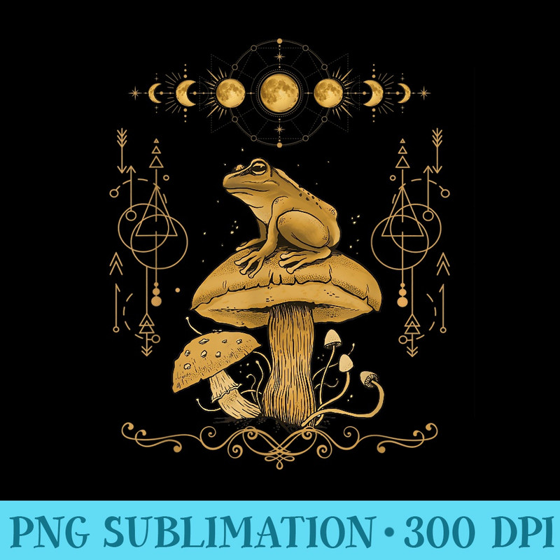 Cottagecore Dark Academia Aesthetic Goblincore Frog Mushroom - Digital PNG Downloads - Unlock Vibrant Sublimation Designs