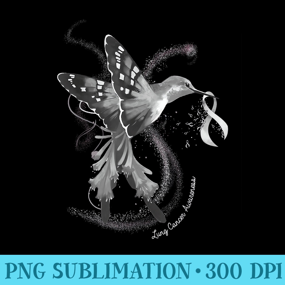 Hummingbird Holding White Ribbon Lung Cancer Awareness - PNG Download Source - Lifetime Access To Purchased Files