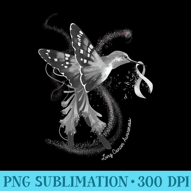 Hummingbird Holding White Ribbon Lung Cancer Awareness - PNG Download Source - Lifetime Access To Purchased Files