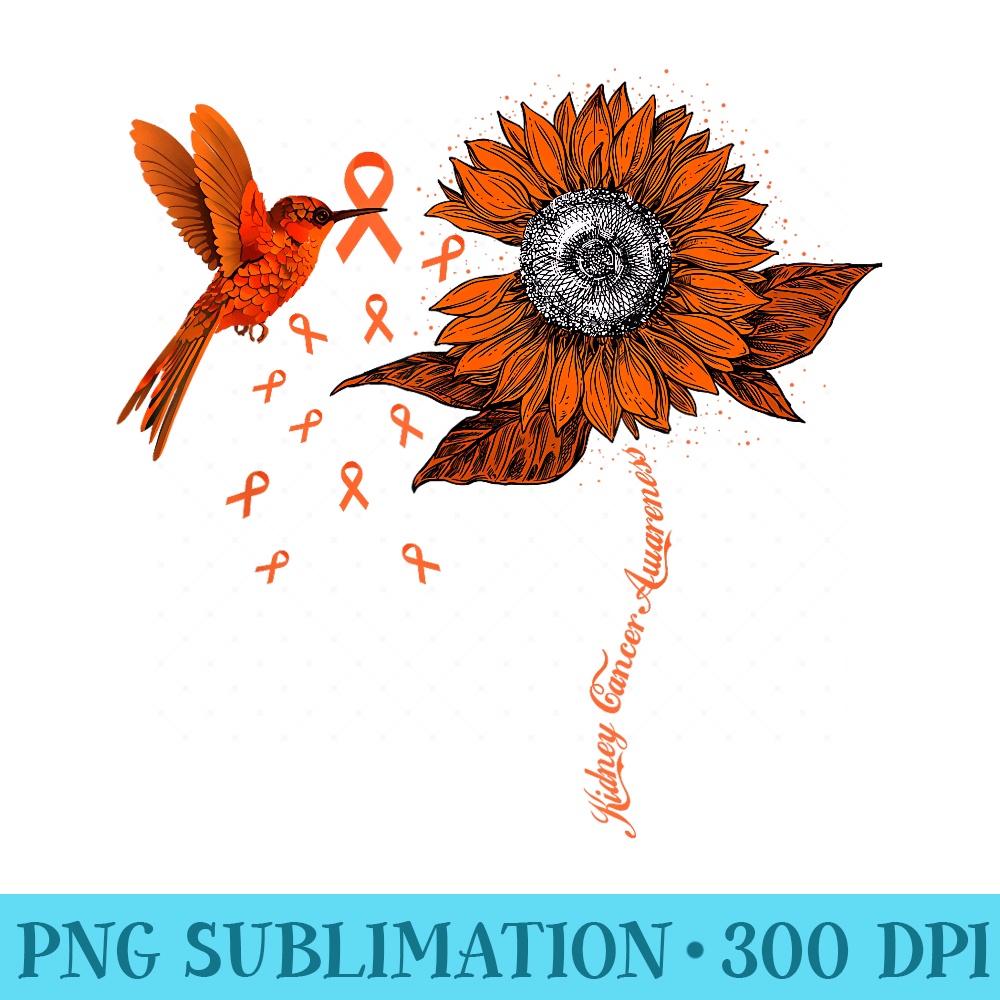 Hummingbird Holding Orange Ribbon ney Cancer Awareness - PNG Download Resource - Vibrant and Eye-Catching Typography