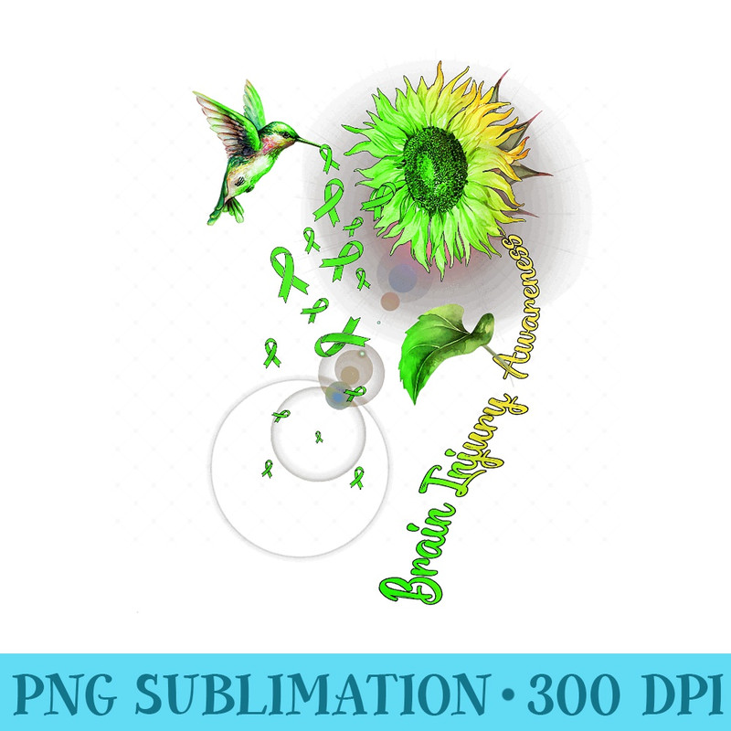 Brain Injury Sunflower Hummingbird - Sublimation clipart PNG - Easy-To-Print And User-Friendly Designs