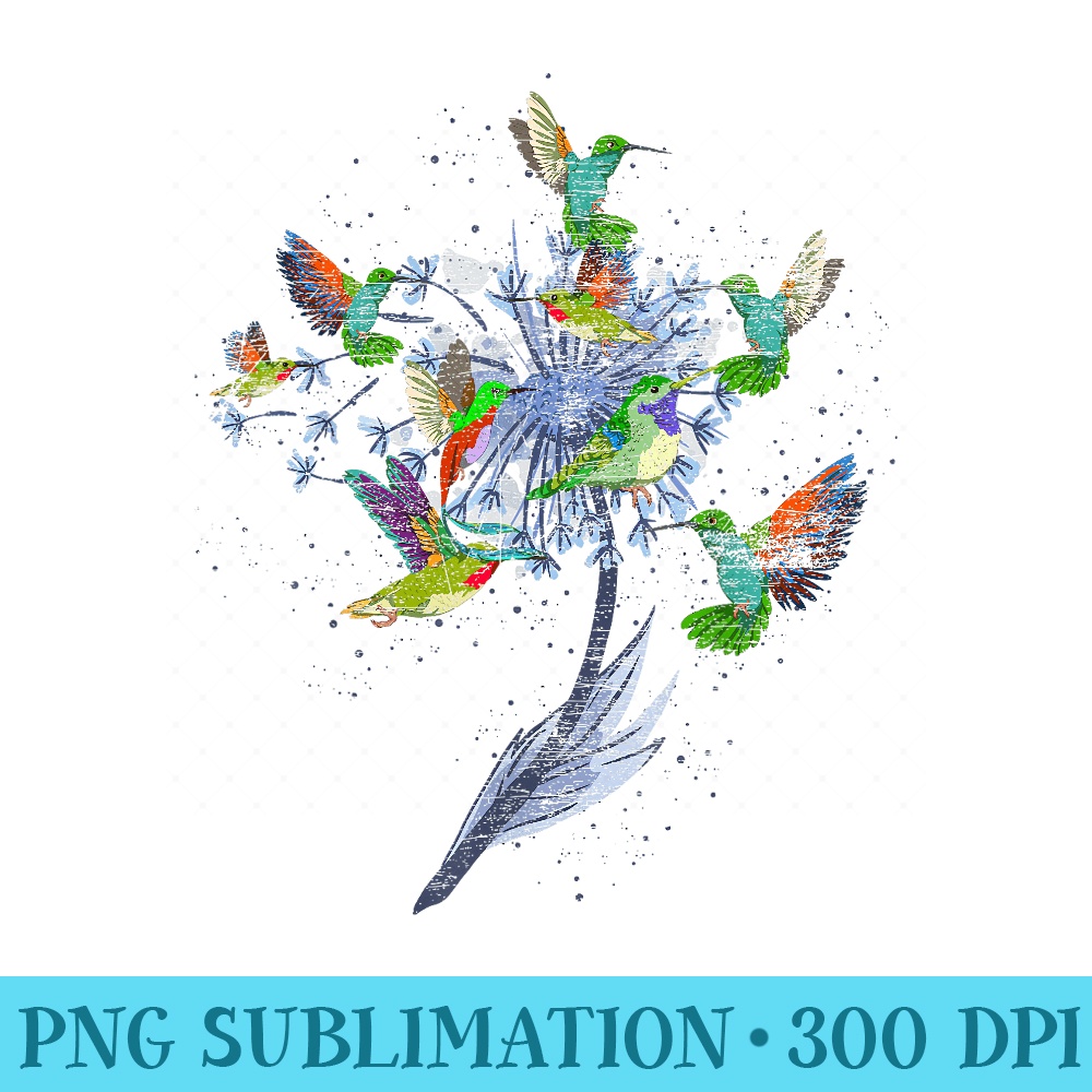 Vintage Nature Animal Bird Lover Flowers Pretty Hummingbird - Download PNG images - Instant Access To Downloadable Files