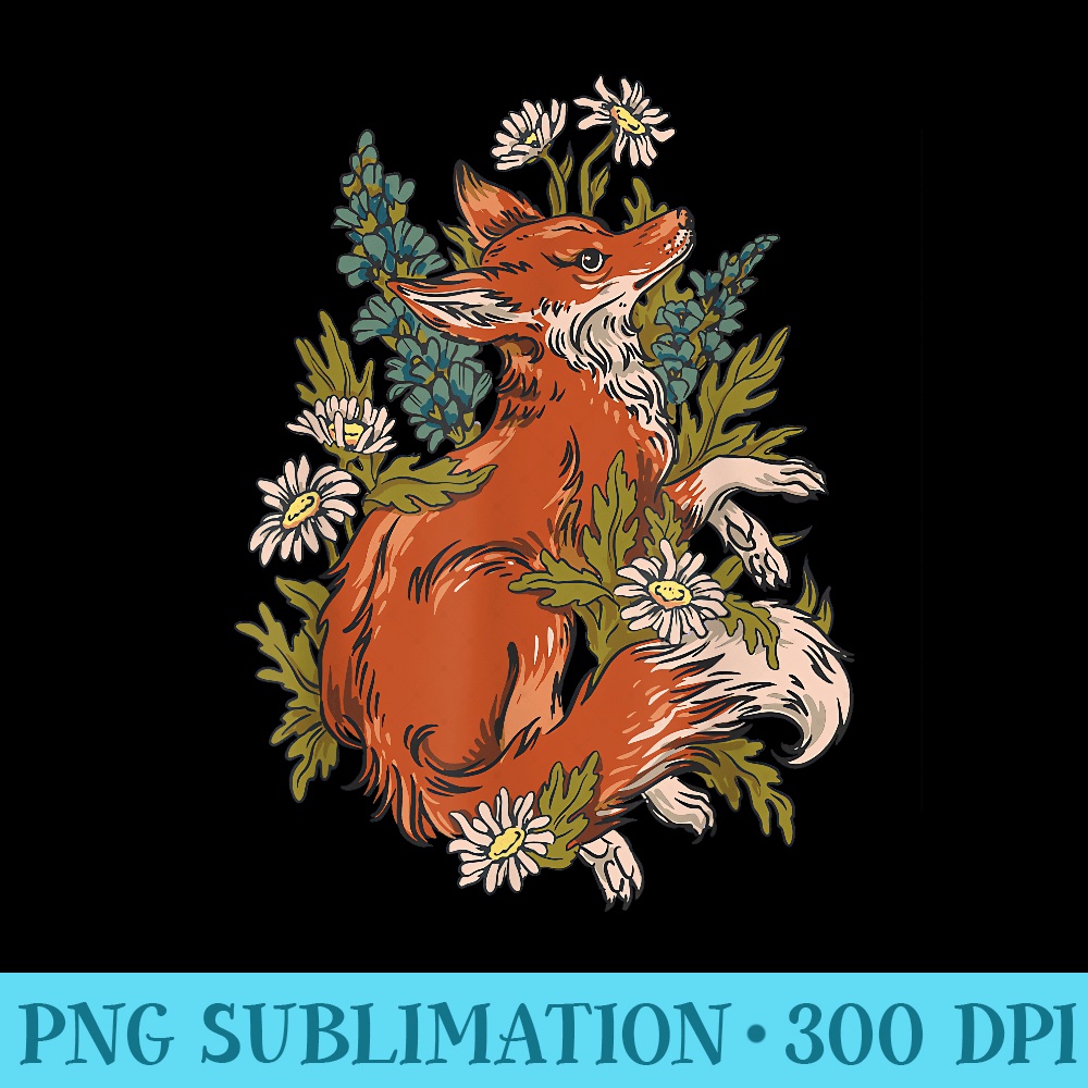 Flower Fox, Cottagecore Aesthetic - PNG Download Icon - Boost Your Success with this Inspirational PNG Download