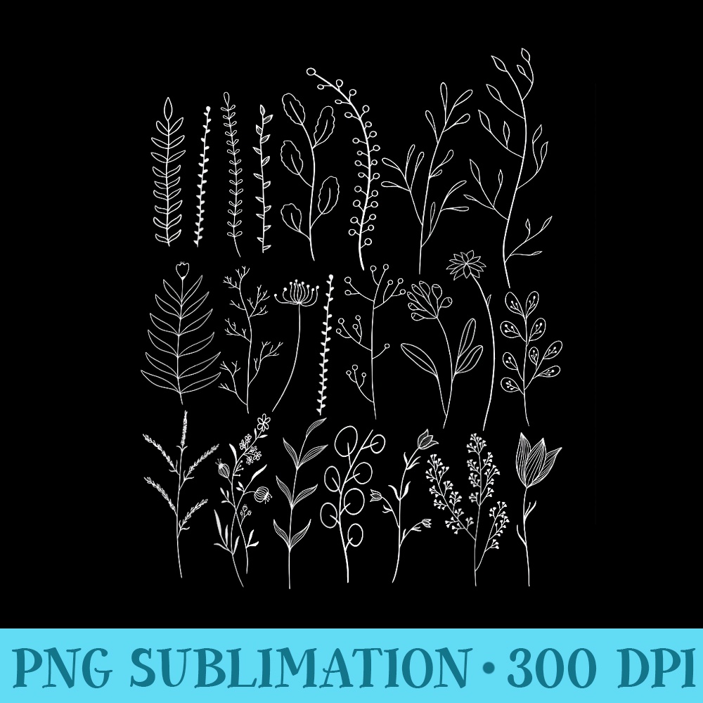 Cottagecore Aesthetic Flowers Botanic Floral Line Art - PNG Picture Gallery Download - Eco Friendly And Sustainable Digital Products
