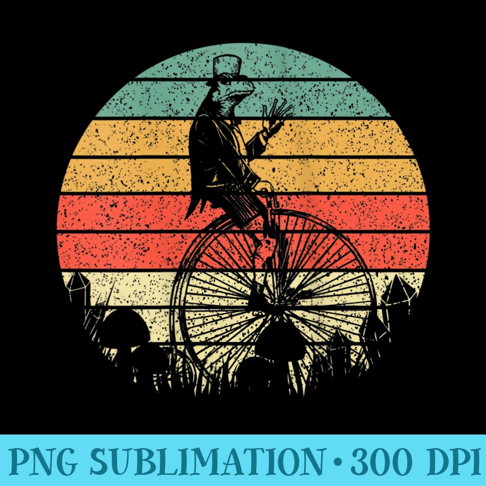 Cottagecore Aesthetic Retro Biker Frog Riding A Bicycle Bike - PNG Art Files - Perfect for Sublimation Mastery