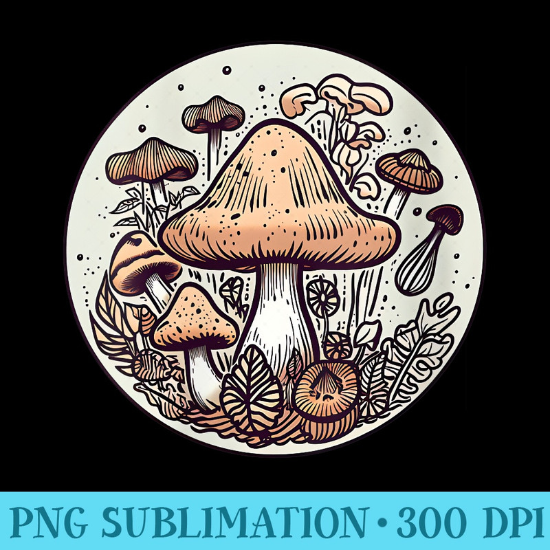 Womens Cottagecore Goblincore Aesthetic Mushroom Fungi Graphic - PNG Download Library - Perfect for Sublimation Art