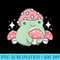 Cottagecore Aesthetic Cute Kawaii Frog Hugging Mushroom Hat - Download PNG Pictures - Perfect for Sublimation Mastery