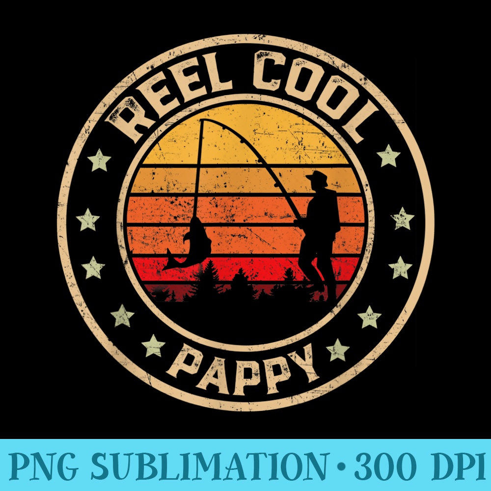 Mens Vintage Reel Cool Pappy Fish Fishing Funny Fathers Day - Shirt Image Download - Unleash Your Inner Rebellion