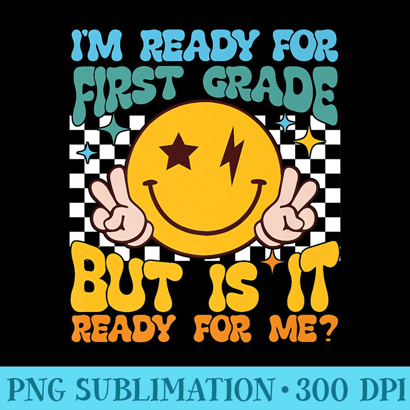 Hello First grade Retro Smile Teachers Back to School Premium - PNG Download Graphic - Perfect for Personalization