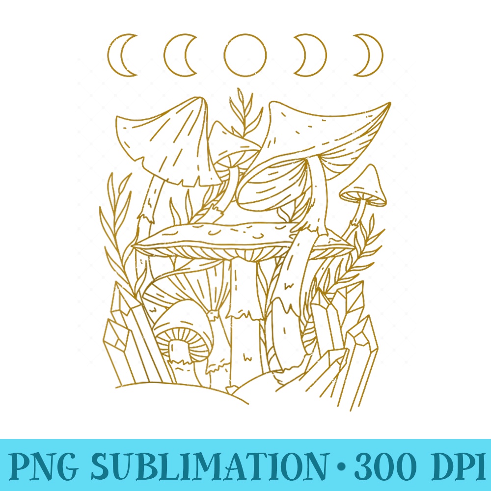 Goblincore Aesthetic. Grunge Moon Crystals Mushrooms Raglan Baseball - Sublimation printables PNG download - Perfect for Sublimation Mastery