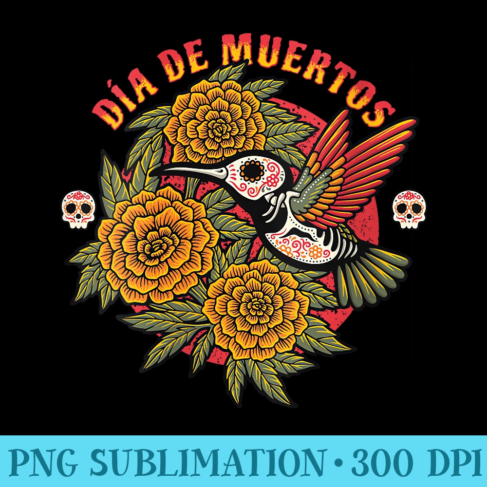 Womens Dia de Muertos Day of the Dead Hummingbird - PNG Download Library - Perfect for Creative Projects
