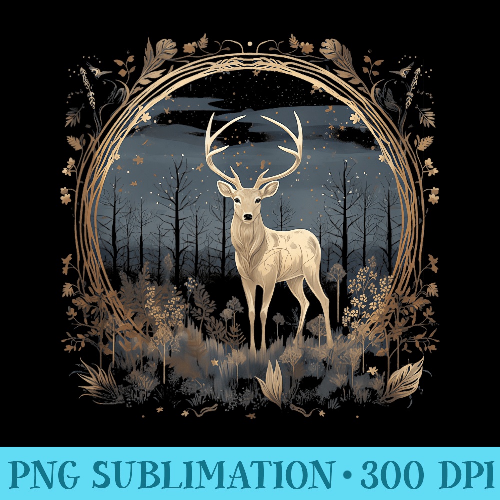 Goblincore Stag Witchy Whimsigoth Cottagecore Deer - Download High Resolution PNG - Spice Up Your Sublimation Projects
