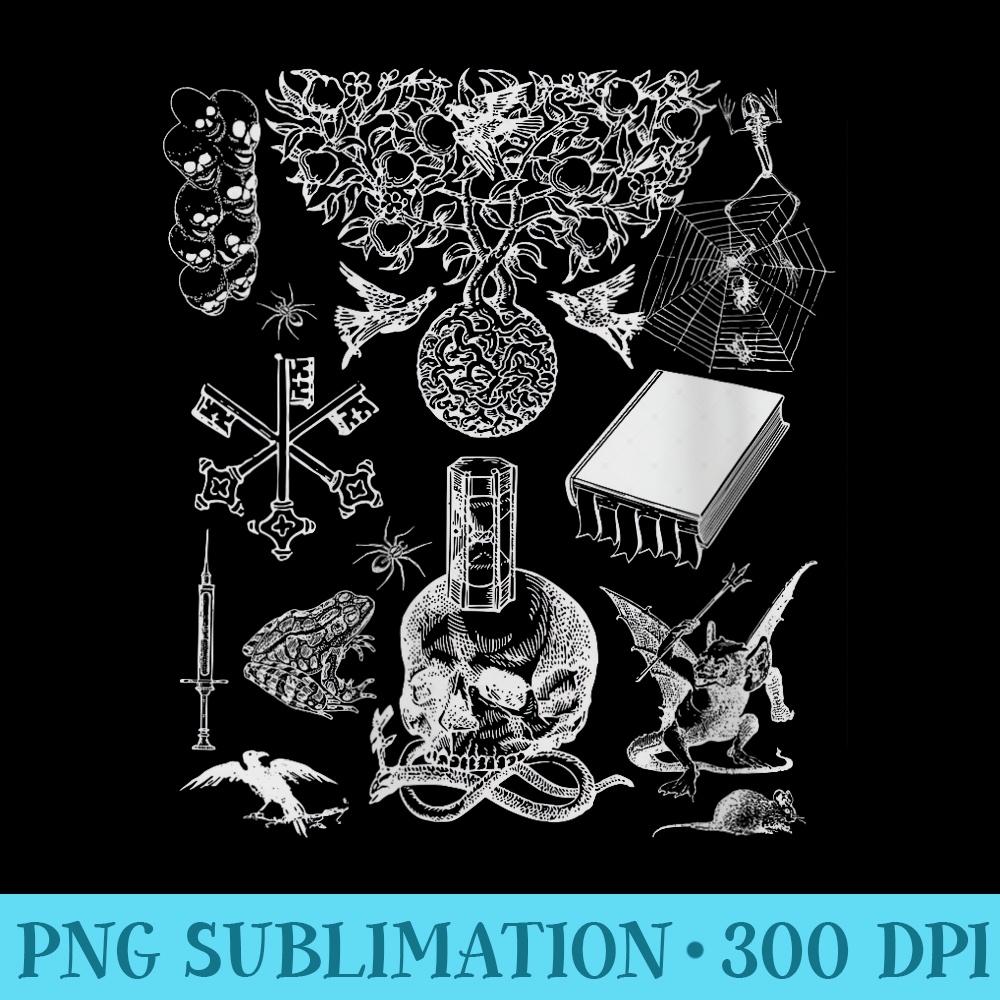 Retro Victorian Line Art Aesthetic Cottagecore Dark Academia - High Quality PNG Files - Bring Your Designs to Life