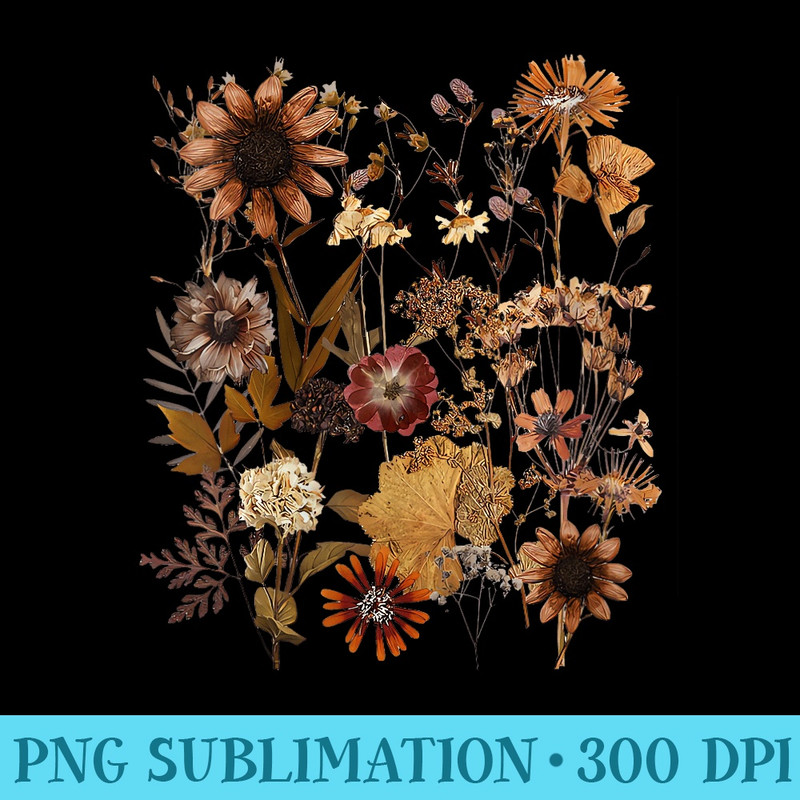 Womens Vintage Flowers Botanical Wildflower Goblincore Cottagecore - PNG design assets - Fashionable and Fearless