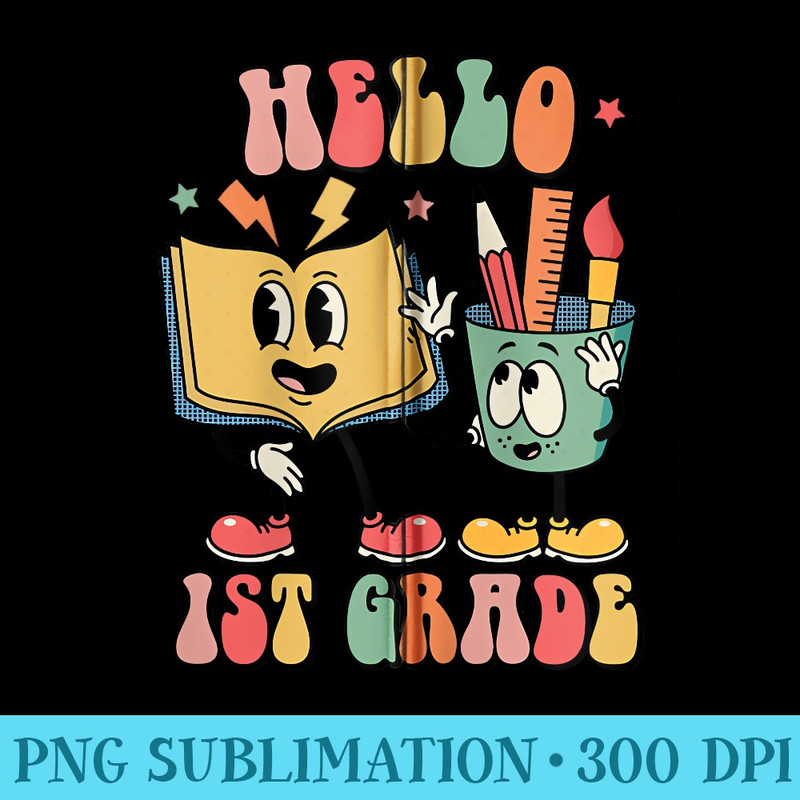 Hello 1st Grade Retro Smile First Grade Team Back To School - Shirt Vector Illustration - Limited Edition And Exclusive Designs