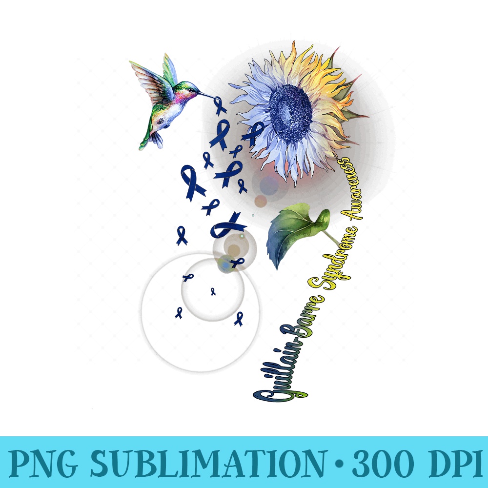 GuillainBarre Syndrome Sunflower Hummingbird - Shirt Graphics for Download - Quick And Seamless Download Process