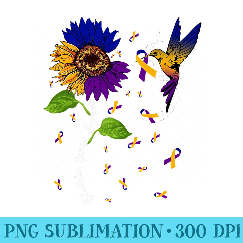 Hummingbird Sunflower Bladder Cancer Awareness Month Warrior Premium - Transparent Shirt Clip Art - Add a Festive Touch to Every Day