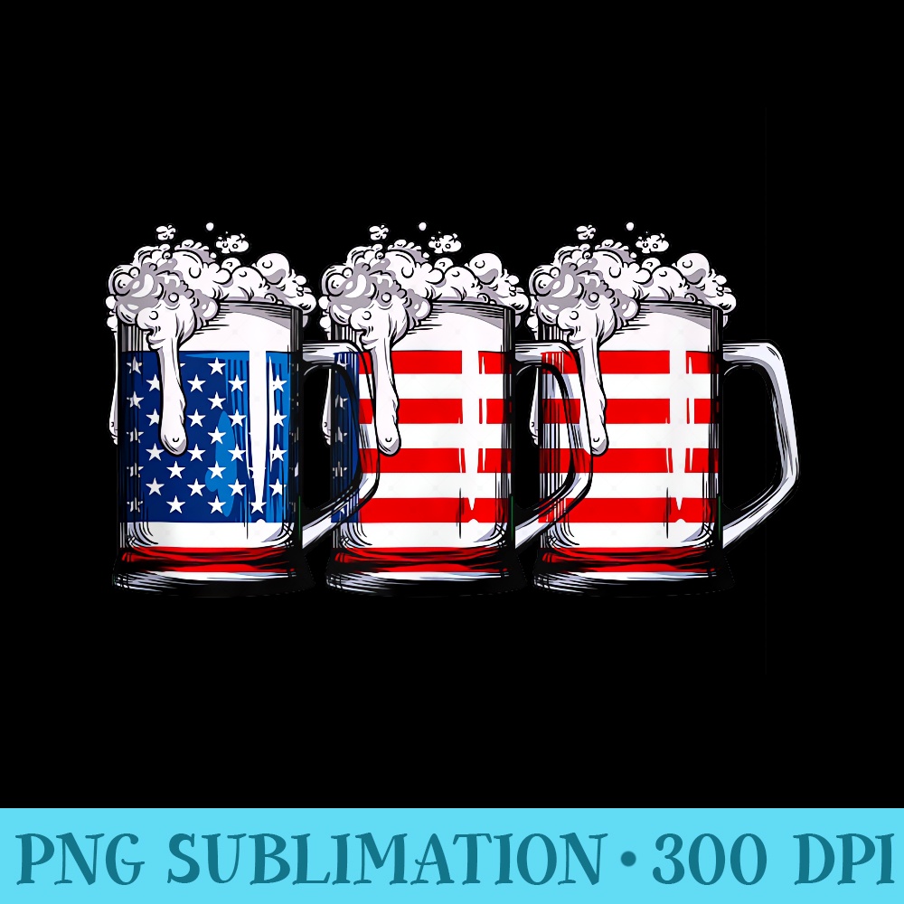 Beer American Flag 4th of July Merica USA Drinking - High Resolution PNG Download - Bring Your Designs to Life