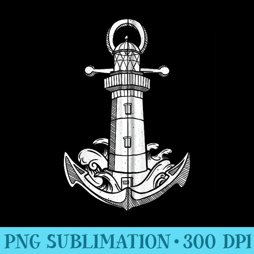 Safety Beacon Anchor Shore Coast Lighthouse - Digital PNG Artwork - Create with Confidence