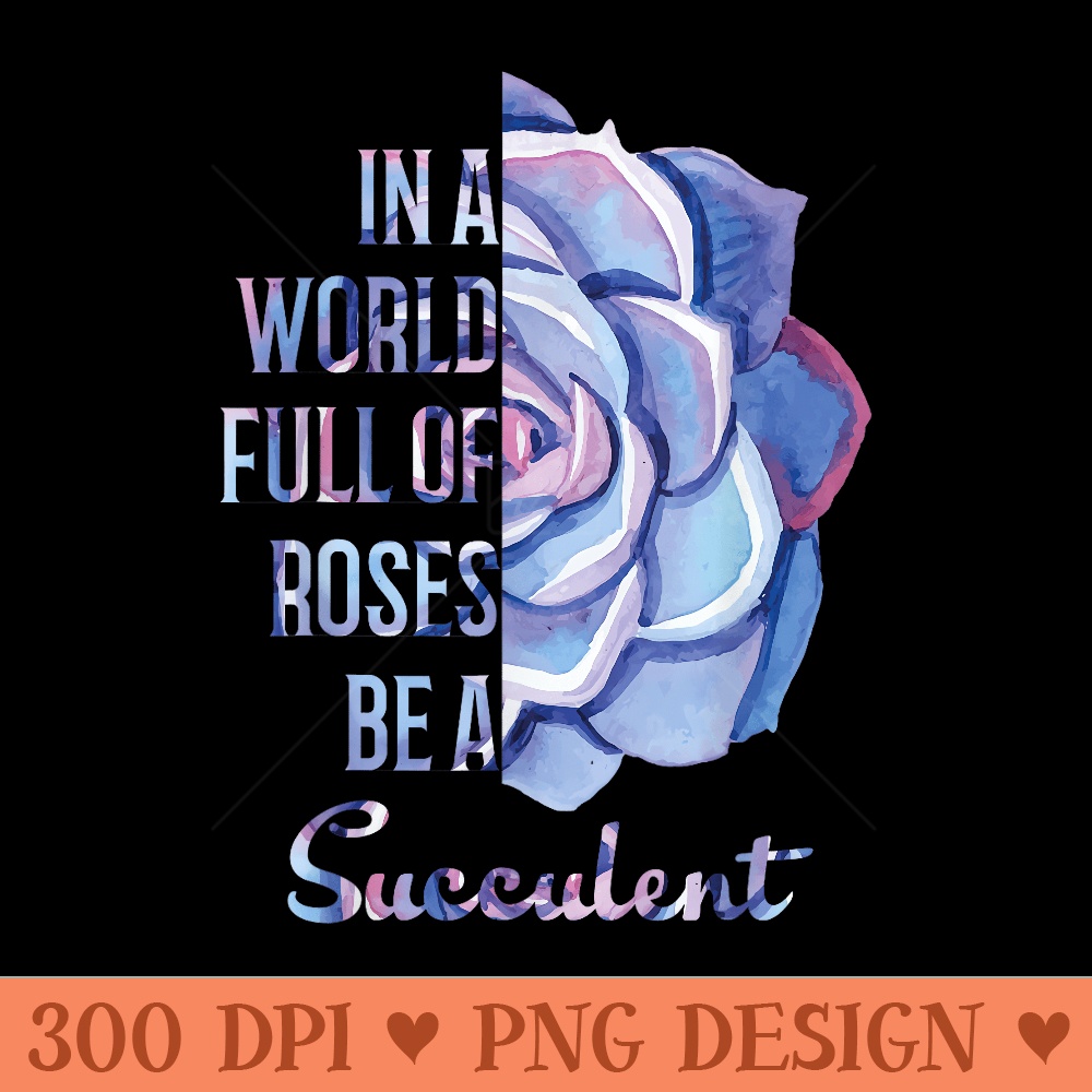 In a world full of roses be a Succulent - High Quality PNG Files - Quick And Seamless Download Process