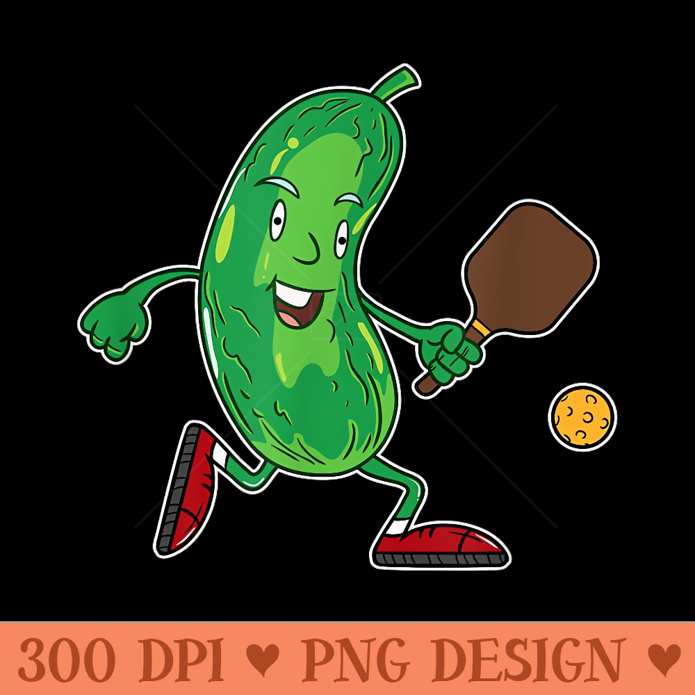 Funny Pickleball Pickle Playing Pickleball - Unique PNG Artwork - Bold & Eye Catching