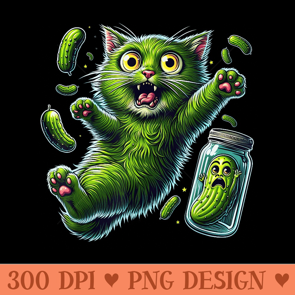 Funny Kittens vs Gherkin Pickle Cat Mom Lady - Ready To Print PNG Designs - Limited Edition And Exclusive Designs