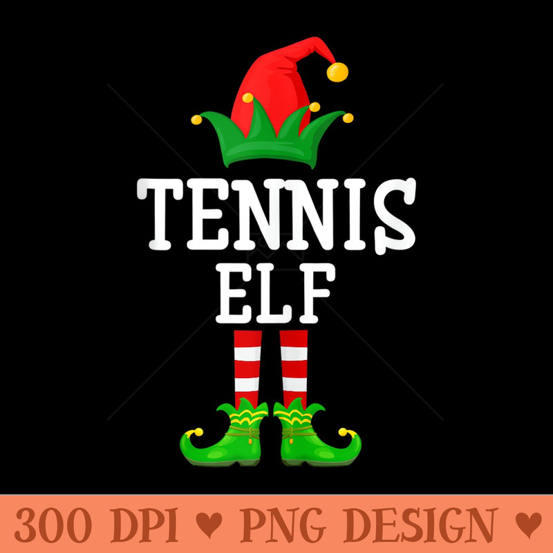 Tennis Elf Funny Group Family Matching Christmas Pajamas - Digital PNG Artwork - Unlock Vibrant Sublimation Designs